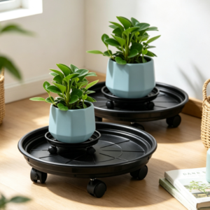 Heavy-Duty Plastic Plant Caddy Set With Wheels